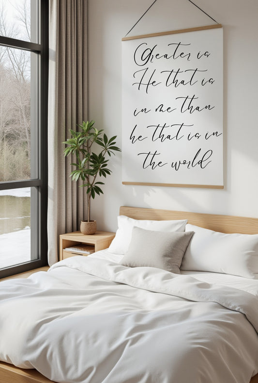 Poster: Greater is He - 1 John 4:4 Scripture
